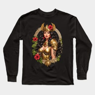 Amazonian warrior queen retro vintage floral design Long Sleeve T-Shirt